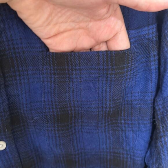 Kansai Jeans Mens Blue Black Plaid Button Down Shirt Size M - Picture 3 of 7